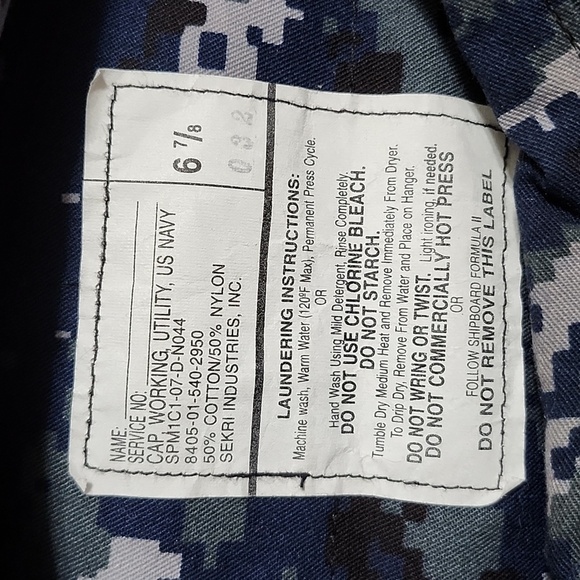 Authentic US Navy Working Utility Cap - Digital Camouflage, Size 6 7/8 - Picture 4 of 4